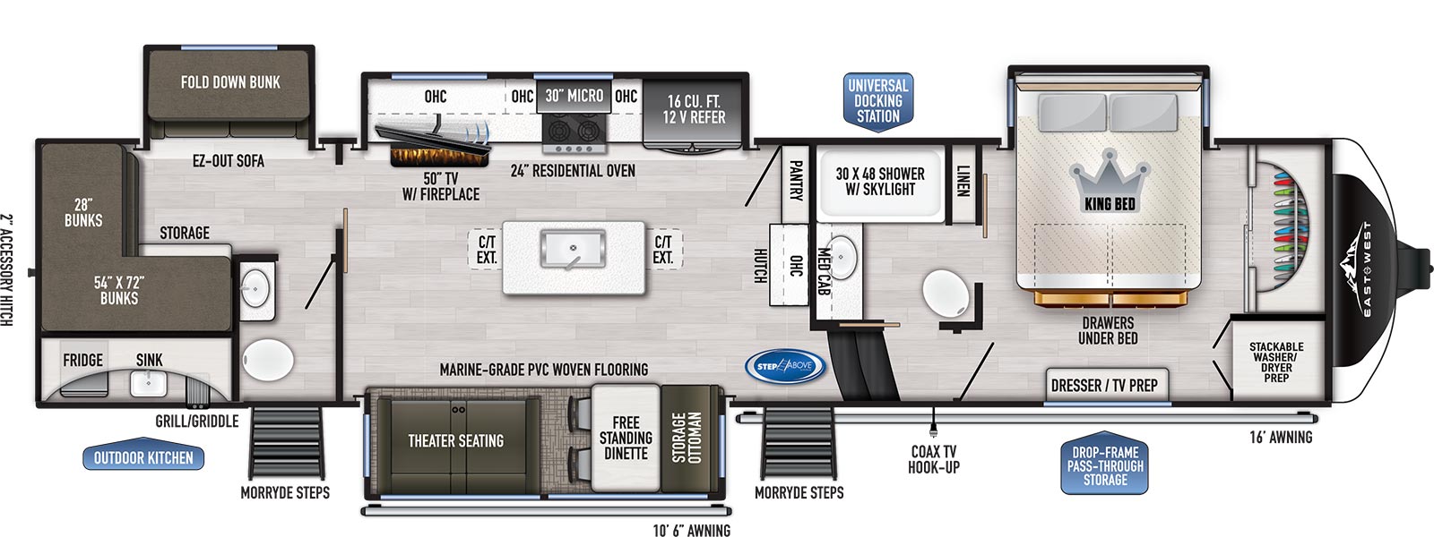 2023 EAST TO WEST RV AHARA 378BH-OK, , floor-plans-day image number 0